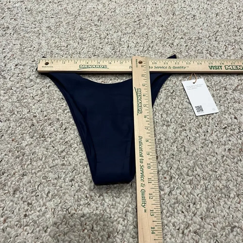 NEW Quince Italian High Leg Bikini Bottom S Navy Beach Vacation Summer Casual